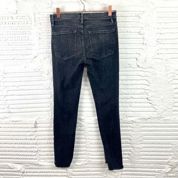 Frame Denim Le Skinny De Jeanne Black Marcy Distressed Chewed Hem Size 26 - Picture 6 of 14